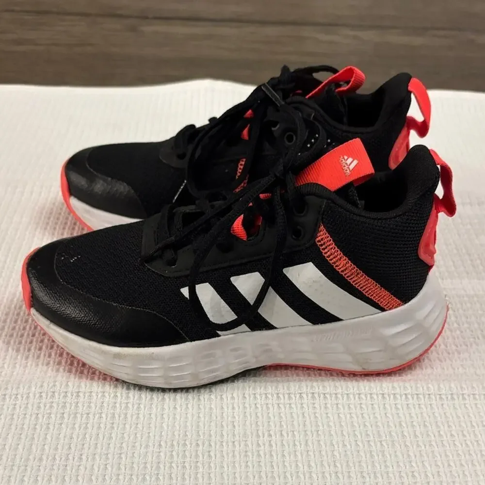Adidas Own The Game Girls Black Pink White Sneakers Shoes Size 12.5K Running